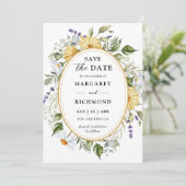 ワイルドフラワーエレガントズのヴィンテージ結婚式の日付を保存 招待状 (スタンド正面)