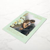 ワイルドフラワーエレガントズの明るい結婚グリーンの写真 箔招待状 (回転した状態)