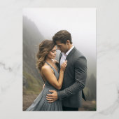 ワイルドフラワーエレガントズの明るい結婚グリーンの写真 箔招待状 (裏面)