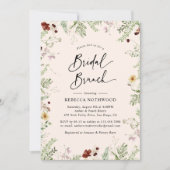 ワイルドフラワーエレガントズイン赤面ピンクブライダルブランチ 招待状 (正面)