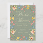 ワイルドフラワーエレガントズカラフルセージブライダルシャワー 招待状 (正面)