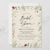 ワイルドフラワーエレガントズグリーンブライダルシャワー 招待状 (正面)