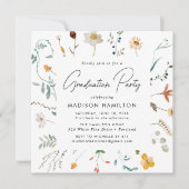 ワイルドフラワーエレガントズスクエアフレーム卒業パーティー 招待状 (正面)