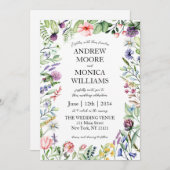 ワイルドフラワーエレガントズスク結婚ラフト 招待状 (正面/裏面)