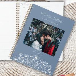 ワイルドフラワーエレガントズダスティブルーボホ写真結婚ズ プランナー手帳