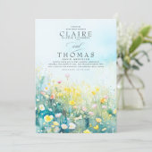 ワイルドフラワーエレガントズダスティブルー結婚式招待状 招待状 (スタンド正面)