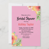 ワイルドフラワーエレガントズピンクボホフローラブライダルシャワー 招待状 (正面)