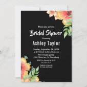 ワイルドフラワーエレガントズブラックフローラブライダルシャワー 招待状 (正面)