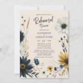 ワイルドフラワーエレガントズベージュのリハ結婚ーサルディナー 招待状 (正面)