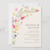 ワイルドフラワーエレガントズベージュ結婚式招待状 招待状 (正面)