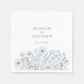 ワイルドフラワーエレガントズボホダスティブルー結婚ズ スタンダードカクテルナプキン (正面)