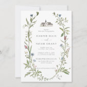 ワイルドフラワーエレガントズマシンプルノモダンナー結婚ズ 招待状 (正面)