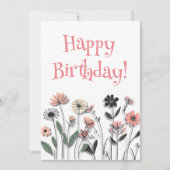 「ワイルドフラワーエレガントズミニマル誕生日カード シーズンカード (正面)