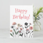 「ワイルドフラワーエレガントズミニマル誕生日カード シーズンカード (スタンド正面)