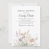 ワイルドフラワーエレガントズ水彩ブライダルシャワー 招待状 (正面)