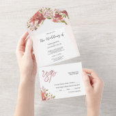 ワイルドフラワーエレガントズ素朴テラコッタ赤面 オールインワン招待状 (貼ってはがせる)