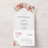ワイルドフラワーエレガントズ素朴テラコッタ赤面 オールインワン招待状 (内側)