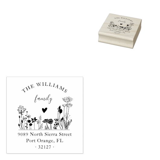 ワイルドフラワーエレガントズ素朴ファミリー差出人住所 ラバースタンプ (押印)
