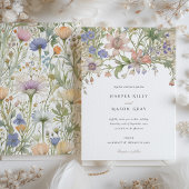 ワイルドフラワーエレガントズ結婚デリケートなパステル花模様 招待状