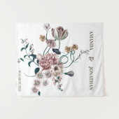 ワイルドフラワーエレガントズ結婚フォトブース背景 タペストリー (正面(横))