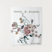 ワイルドフラワーエレガントズ結婚フォトブース背景 タペストリー (正面)