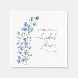 ワイルドフラワーエレガントダスティブルーブライダルシャワー スタンダードカクテルナプキン