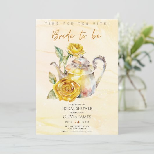 ワイルドフラワーエレガントティーパーティーブライダルシャワー 招待状 (スタンド正面)