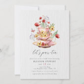 ワイルドフラワーエレガントティーパーティーブライダルシャワー 招待状 (正面)