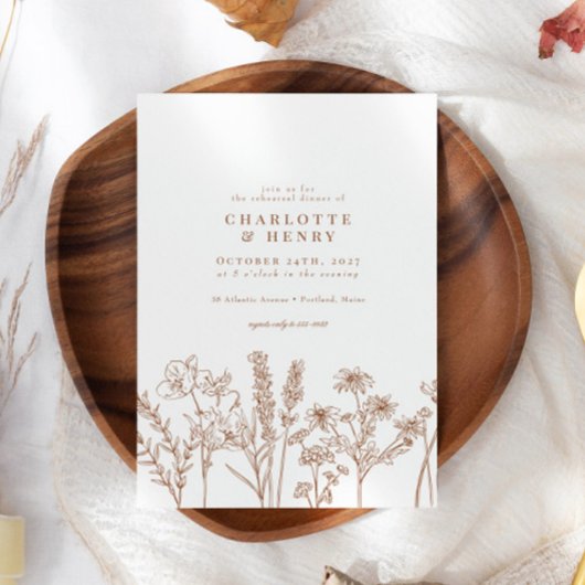 ワイルドフラワーエレガントテラコッタリハーサルディナー 招待状