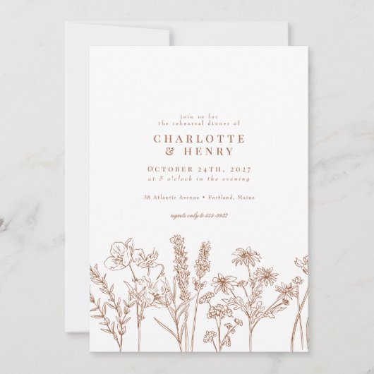 ワイルドフラワーエレガントテラコッタリハーサルディナー 招待状 (正面)