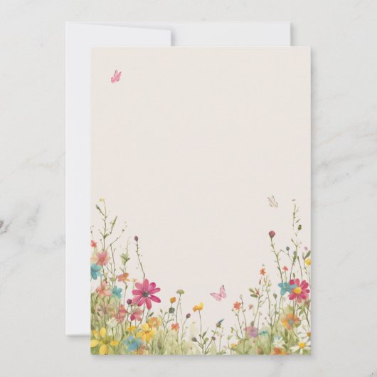 ワイルドフラワーエレガントバタフライガール1st誕生日 招待状 (裏面)