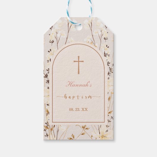 ワイルドフラワーエレガントバプテスマ/《キリスト教》洗礼式や命名式メッセージカード ギフトタグ (正面)