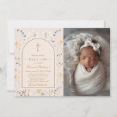 ワイルドフラワーエレガントバプテスマ/《キリスト教》洗礼式や命名式写真 招待状 (正面)