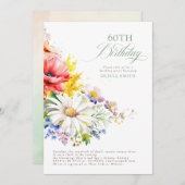 ワイルドフラワーエレガントバースデーパーティー 招待状 (正面/裏面)