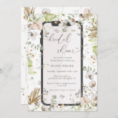 ワイルドフラワーエレガントバーチャルブライダルシャワー 招待状 (正面/裏面)