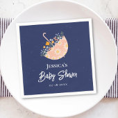 ワイルドフラワーエレガントピンクの傘の赤ちゃんシャワー スタンダードカクテルナプキン