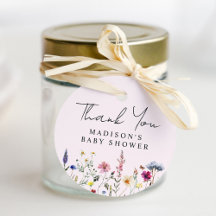 ワイルドフラワーエレガントピンクの赤ちゃんシャワーありがとう