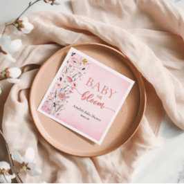 ワイルドフラワーエレガントピンクの赤ちゃんシャワー スタンダードカクテルナプキン