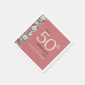 ワイルドフラワーエレガントピンクサプライズ50誕生日 スタンダードカクテルナプキン (角)
