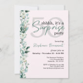 ワイルドフラワーエレガントピンクサプライズ50誕生日 招待状 (正面)