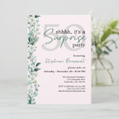 ワイルドフラワーエレガントピンクサプライズ50誕生日 招待状 (スタンド正面)