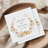 ワイルドフラワーエレガントピンクボウ結婚ズ スタンダードカクテルナプキン