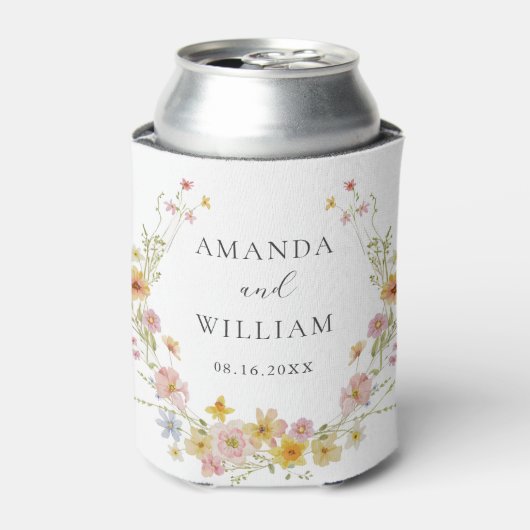 ワイルドフラワーエレガントピンクボウ結婚ズ 缶クーラー (缶正面)