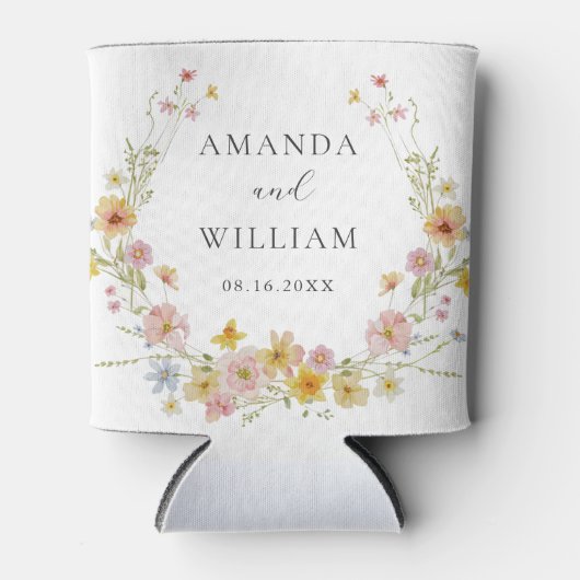 ワイルドフラワーエレガントピンクボウ結婚ズ 缶クーラー (正面)