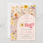 ワイルドフラワーエレガントファースト誕生日 招待状 (正面)