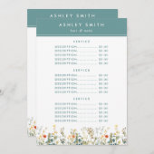 ワイルドフラワーエレガントフィールド価格 メニュー (正面/裏面)