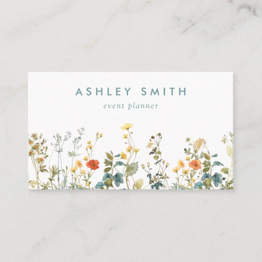 ワイルドフラワーエレガントフィールドQRコード 名刺 (正面)