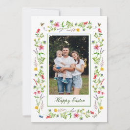 ワイルドフラワーエレガントフレームイースターのグリーティングカード 案内状