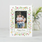 ワイルドフラワーエレガントフレームイースターのグリーティングカード 案内状 (スタンド正面)
