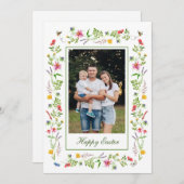 ワイルドフラワーエレガントフレームイースターのグリーティングカード 案内状 (正面/裏面)